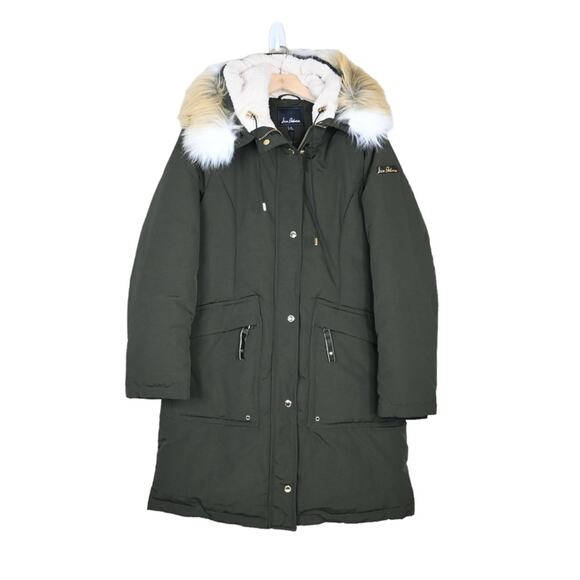 Sam Edelman Womens M Faux Fur Trim & Faux Shearling Lined Hooded Coat NEW - Picture 2 of 10